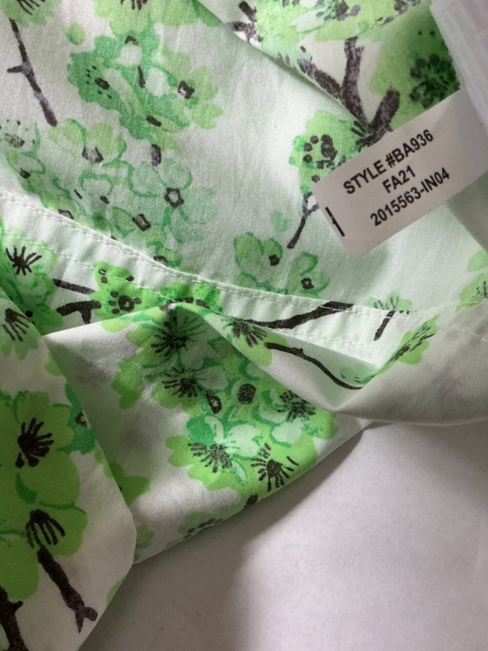 J. Crew Sleeveless Gathered Tank Midi Dress Lime Green Cherry Blossoms NWT 16 - Picture 8 of 8
